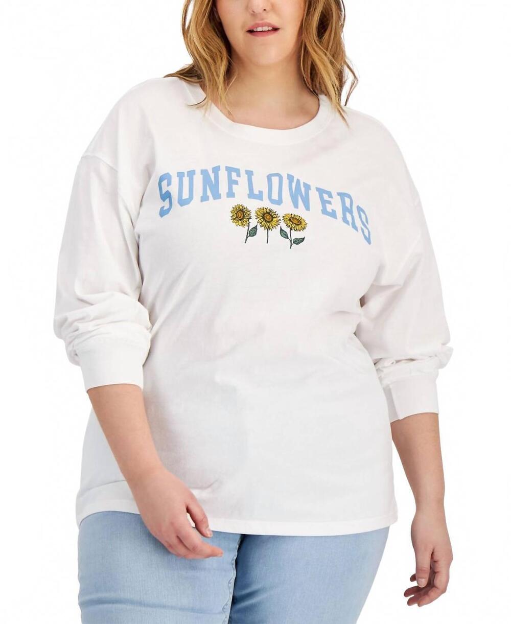 NEW MAD ENGINE sunflowers long-sleeve t-shirt - plus in white